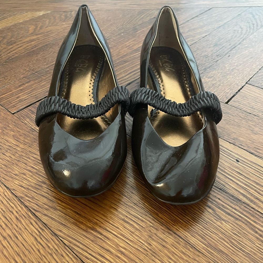 BCBG Brown Satin Leather Kid’s Party Shoe
